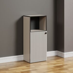 wohnli-moebel-suche-M25046740-1 Badezimmerschränkchen mit 1 Tür L40 cm - Grau und Schwarz 40x95x31cm Spanplatte Grau Calicosy Möbel Badezimmermöbel
