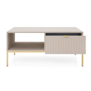 Couchtisch rechteckig mit Schublade - 104x68 cm - Greige 68x46x104cm Spanplatte Taupe Selsey Möbel Wohnzimmermöbel Couchtische