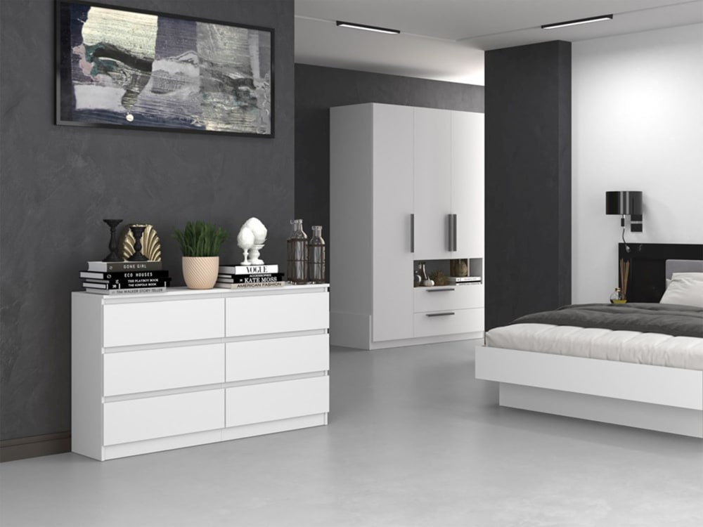 138x75x138cm Spanplatte Weiß Selsey Möbel Schlafzimmermöbel Kommoden