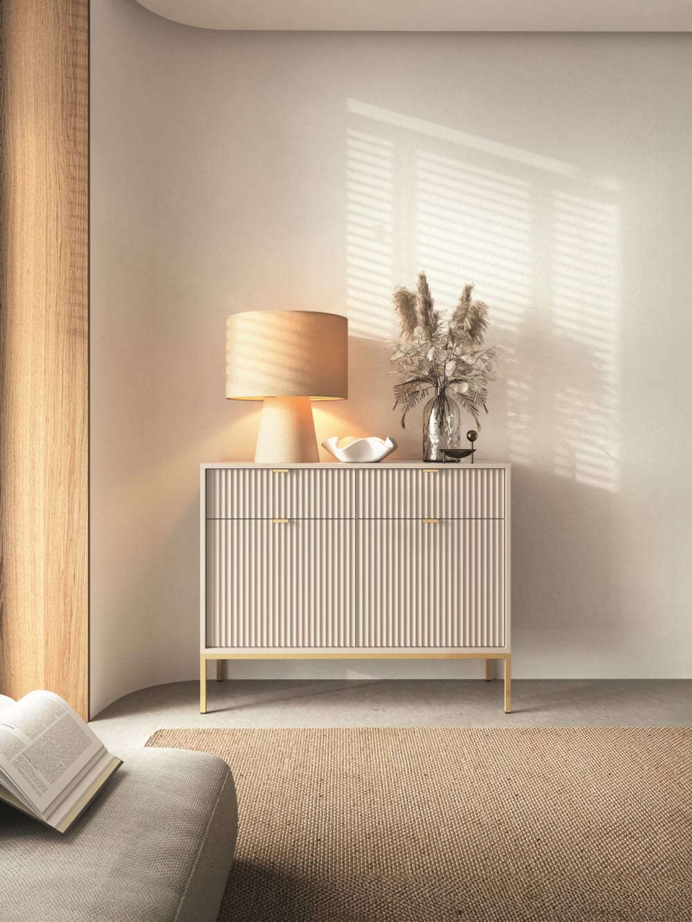 wohnli-moebel-suche-M25049401-1 Greige mit goldfarbenem Gestell