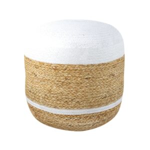 Wohnli Möbelsuche - Runder Pouf aus Jute und Weiß D40 cm