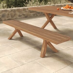 Teak-Gartenbank für 4 Personen 220x45x40cm Holz Braun Maison Pavane Möbel Esszimmermöbel Sitzbank und Holzbank