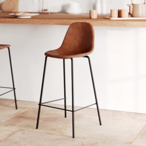 wohnli-moebel-suche-M25049833-1 Stuhl für die Zentralinsel aus camelfarbenem Kunstleder 65 cm 41x89x43cm PVC - Polyvinlychlorid Braun Maison Pavane Möbel Esszimmermöbel Stühle