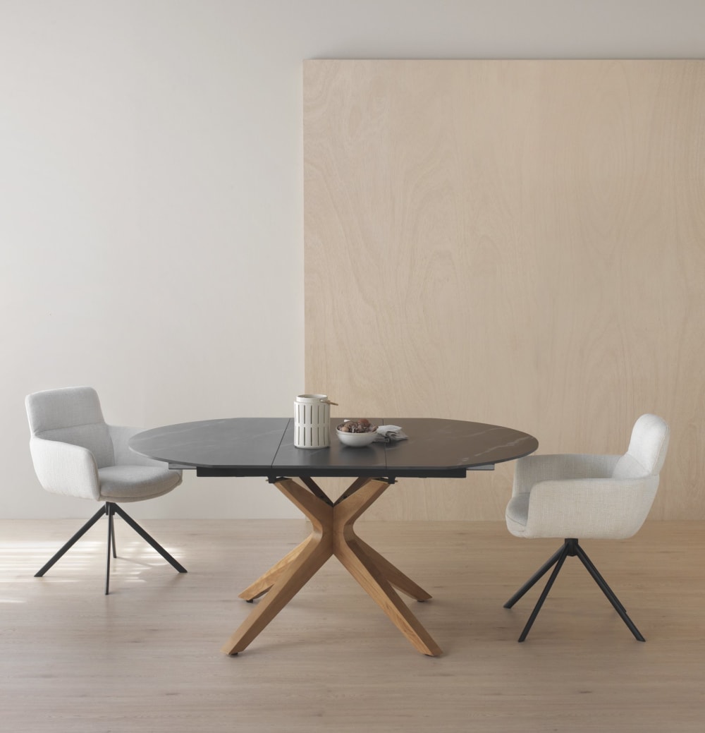 4er-Set Polstersessel Tweed weiß meliert 58x87x64cm Stoff Weiß GEESE HOME Möbel Esszimmermöbel Stühle