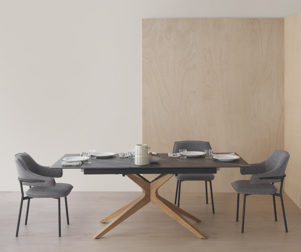 4er-Set Polstersessel Chenille anthrazitgrau 58x81x53cm Stoff Grau GEESE HOME Möbel Esszimmermöbel Stühle