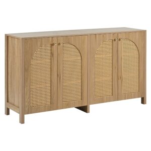Wohnli Möbelsuche - Sideboard aus Naturholz mit Türen aus geflochtenem Rattan