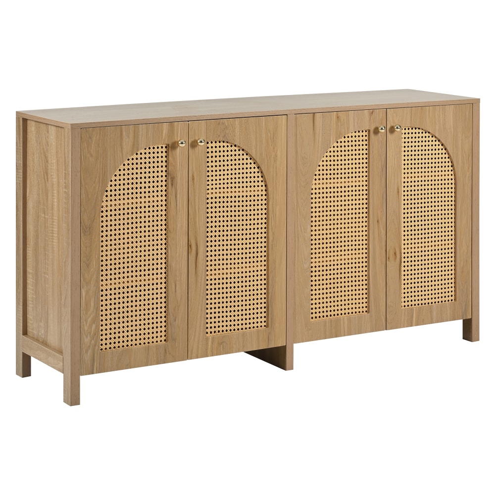 Wohnli Möbelsuche - Sideboard aus Naturholz mit Türen aus geflochtenem Rattan