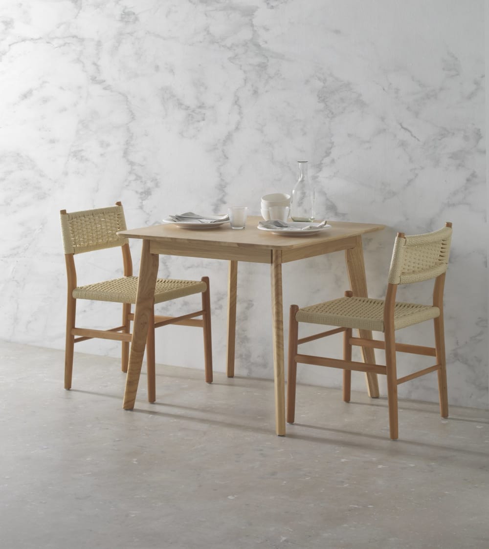 Quadratischer Tisch furnierte Eichenplatte 80 x 80 80x75x80cm Holz Braun GEESE HOME Möbel Esszimmermöbel Esstische