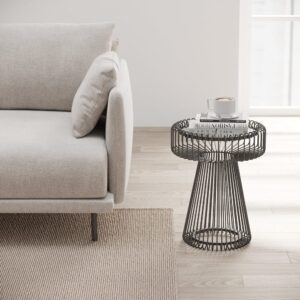 38x48x38cm Stahl Schwarz Kare Design Möbel Wohnzimmermöbel Beistelltische