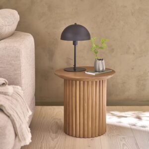 Runder Beistelltisch aus massivem Teakholz 40x40x40cm Holz Beige BERAH GETAH Möbel Wohnzimmermöbel Beistelltische