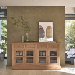 wohnli-moebel-suche-M25053468-1 Buffet aus massivem Teakholz 160 cm 160x85x45cm Holz Beige BERAH GETAH Möbel Esszimmermöbel Sideboards, Highboards & niedrige Anrichten