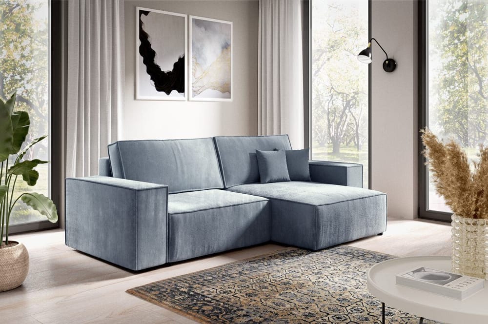 Ecksofa mit Schlaffunktion Grau 149x88x132cm PES - Polyester Grau Furnisell Sofas und Sessel Sofas Ecksofas