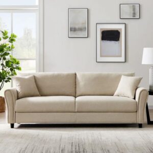 4-Sitzer-Sofa aus beigem Stoff 212x87x78cm Holz Beige Concept Usine Sofas und Sessel Sofas 2-Sitzer-Sofas & 3-Sitzer-Sofas