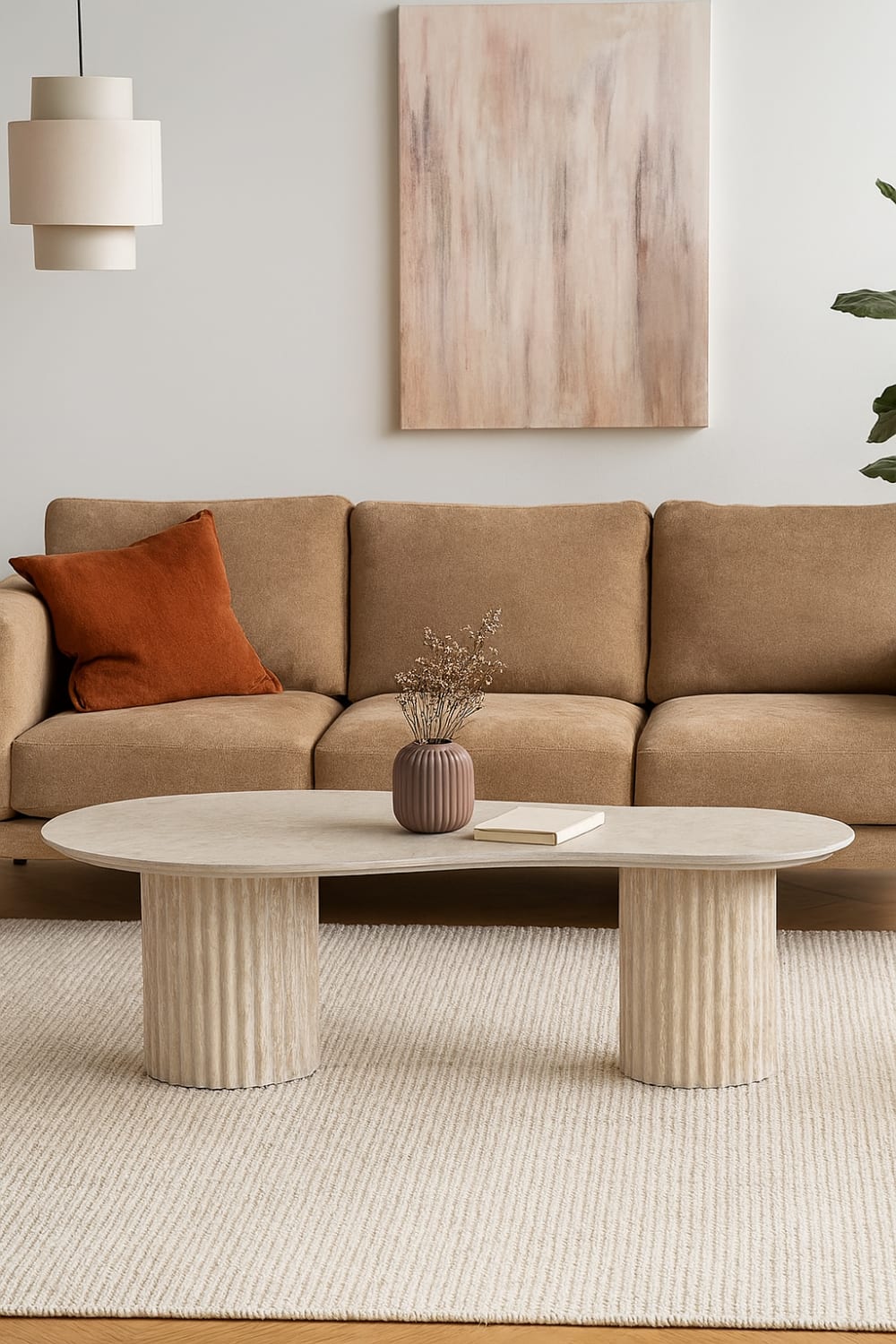 118x39x60cm Keramik Beige Pole to Pole Möbel Wohnzimmermöbel Couchtische