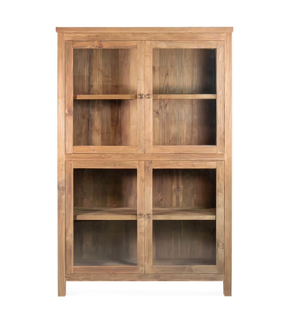 116x182x41cm Holz Beige MOYCOR Möbel Esszimmermöbel Vitrine und Vitrinenschrank