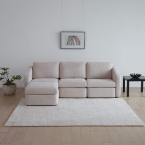 Modulares 3-Sitzer-Sofa in beige mit Hocker 73x56x73cm Holz Beige Concept Usine Sofas und Sessel Sofas Modulare Sofas
