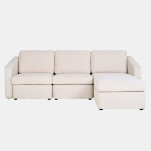 Wohnli Möbelsuche - Modulares 3-Sitzer-Sofa in beige mit Hocker