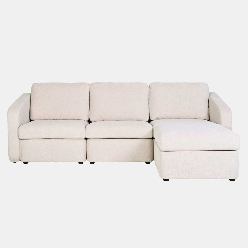wohnli-moebel-suche-M25058708 Wohnli Möbelsuche - Modulares 3-Sitzer-Sofa in beige mit Hocker