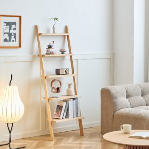 Wandregal 5 Ebenen aus Massivholz 49x157x56cm Holz Braun Nordlys Möbel Wohnzimmermöbel Bücherregale