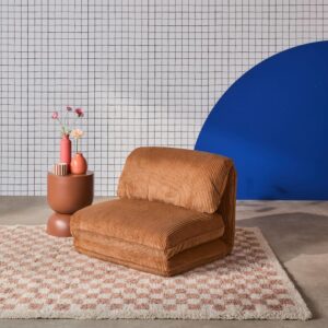 wohnli-moebel-suche-M25060611-1 Sessel mit Schlaffunktion und Cordbezug in camel 209x58x78cm Samt Braun sweeek Sofas und Sessel Sofas Sitzbank und Polsterbank