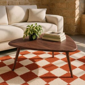 wohnli-moebel-suche-M25062415-1 Dreieckiger Couchtisch aus dunklem MDF-Holz 85x33x81cm Holz Braun Oviala Möbel Wohnzimmermöbel Couchtische