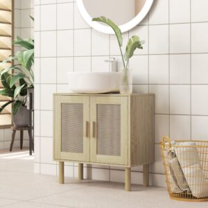 wohnli-moebel-suche-M25062530 Wohnli Möbelsuche - Waschtisch-Kommode 2-stufig Rattan & Kiefer-Eiche