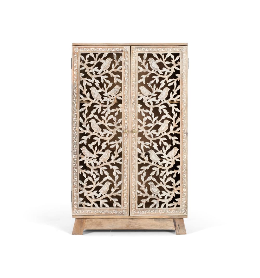 Wohnli Möbelsuche - Sideboard aus Mangoholz mit handgeschnitzten Türen