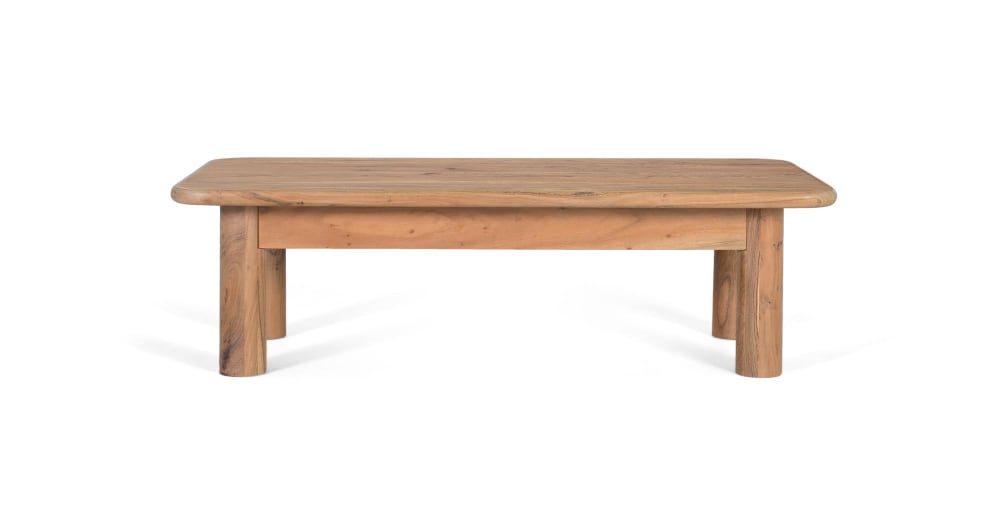 Rechteckiger Couchtisch aus massivem Akazienholz 140x40x70cm Holz Braun GINER Y COLOMER Möbel Wohnzimmermöbel Couchtische