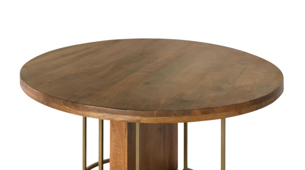 Runder Esstisch aus massivem Mangoholz 150 cm 150x78x150cm Holz Braun GINER Y COLOMER Möbel Esszimmermöbel Esstische