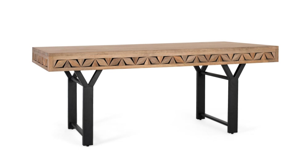 Rechteckiger Esstisch aus Mangoholz 200 cm 200x77x100cm Holz Braun GINER Y COLOMER Möbel Esszimmermöbel Esstische