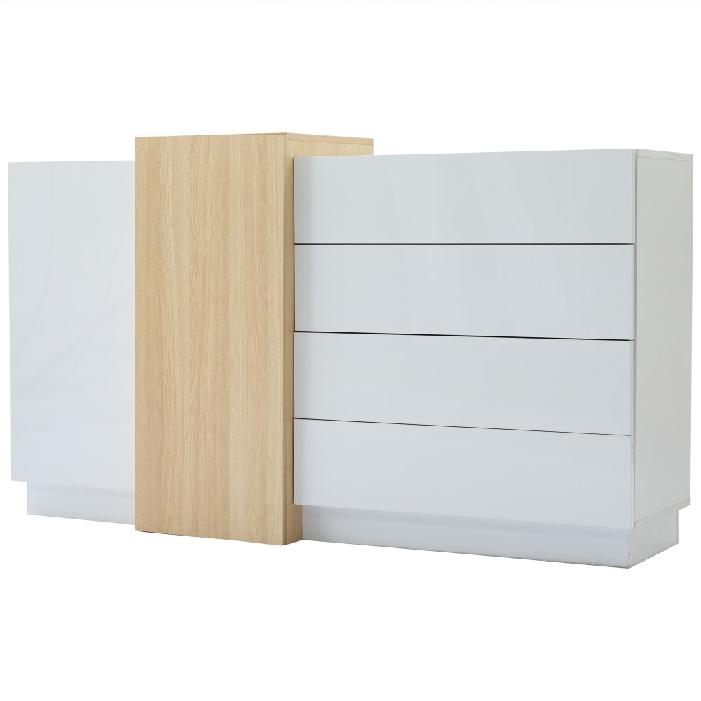 Wohnli Möbelsuche - Sideboard in glänzender Holzoptik mit 4 Schubladen und 2 Türen