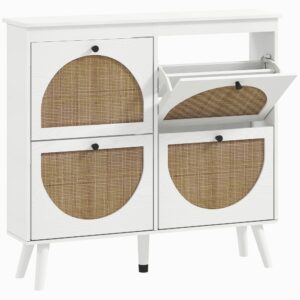 wohnli-moebel-suche-M25063658 Wohnli Möbelsuche - Weißholz-Schuhschrank mit 4 Klappen