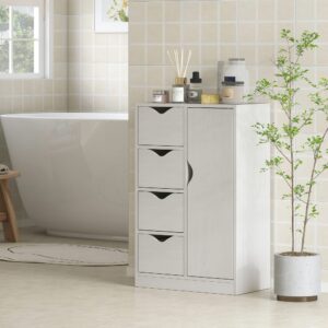 Moderner Kommodenbuffet 4 Schubladen Weißholz 54x83x29cm Spanplatte Weiß Homcom Möbel Esszimmermöbel Sideboards, Highboards & niedrige Anrichten