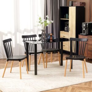 wohnli-moebel-suche-M25064453-1 Schwarze Hochlehnene Esszimmerstühle aus Polypropylen 48x83x53cm PVC - Polyvinlychlorid Schwarz Homcom Möbel Esszimmermöbel Stühle