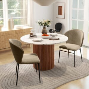 Braunfarbene Stoffsessel-Esszimmerstühle mit Stahlgestell 52x80x55cm Stoff Braun Homcom Möbel Esszimmermöbel Stühle