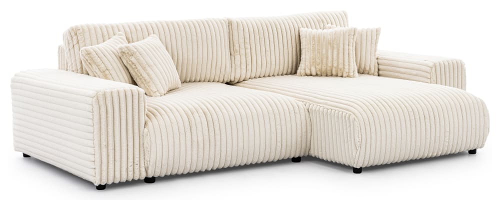 Wohnli Möbelsuche - Ecksofa mit Schlaffunktion und Bettkasten aus Plüschcord