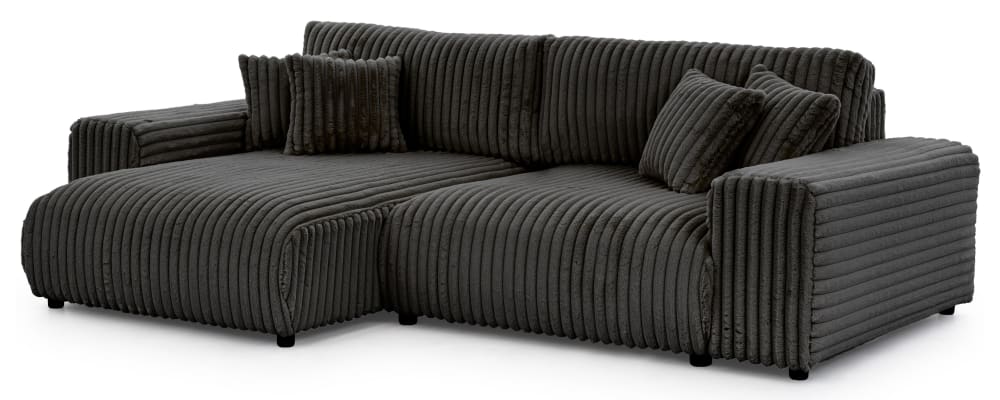 Wohnli Möbelsuche - Ecksofa mit Schlaffunktion und Bettkasten aus Plüschcord