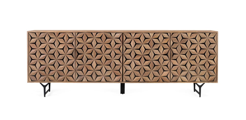 Wohnli Möbelsuche - Handgefertigtes Sideboard aus Mangoholz mit 4 Türen 220 cm