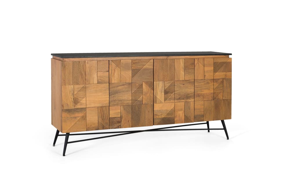 wohnli-moebel-suche-M25065156-1 Sideboard aus Mangoholz mit natürlichem Finish 170 cm 170x85x40cm Holz Braun GINER Y COLOMER Möbel Esszimmermöbel Sideboards, Highboards & niedrige Anrichten