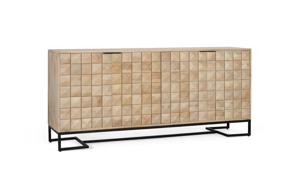 Handgeschnitztes und handgefertigtes Sideboard aus Mangoholz 180 cm 180x80x40cm Holz Braun GINER Y COLOMER Möbel Esszimmermöbel Sideboards, Highboards & niedrige Anrichten