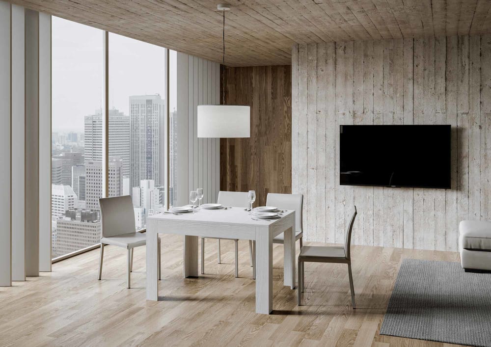 Ausziehtisch 90x120/180 cm in Holzoptik Esche weiß 120x77x90cm Spanplatte Weiß Itamoby Möbel Esszimmermöbel Esstische