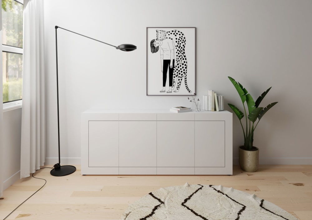 5cm in Holzoptik Hochglanz Weiß