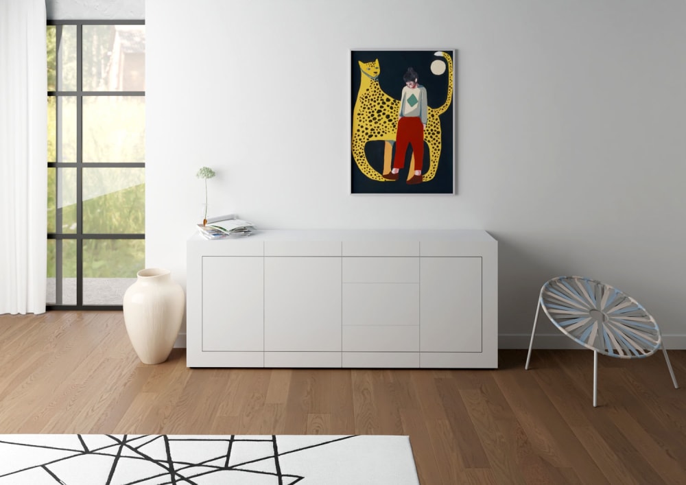 5cm in Holzoptik Hochglanz Weiß