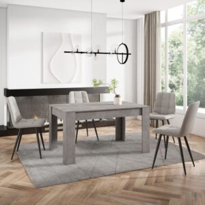 Esstisch Holzeffekt 140x90x76cm Zementgrau 140x76x90cm Spanplatte Grau Skraut home Möbel Esszimmermöbel Esstische