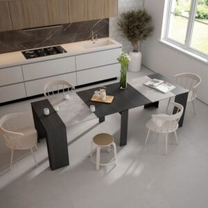 wohnli-moebel-suche-M25067922-1 Ausziehbarer Konsolentisch Holzeffekt 262x90x77cm Schwarz 262x77x90cm Spanplatte Schwarz Skraut home Möbel Wohnzimmermöbel Konsolentische
