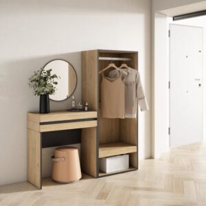 Eingangs-Konsole Holzeffekt 130x35x145cm Eiche 130x145x35cm Spanplatte Beige Skraut home Möbel Flurmöbel Dielenbänke