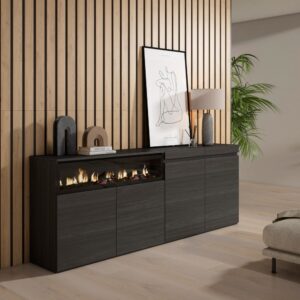 wohnli-moebel-suche-M25067936-1 Sideboard Holzeffekt Kamin mit Feuereffekt 200x35x75cm Schwarz 200x75x35cm Spanplatte Schwarz Skraut home Möbel Esszimmermöbel Sideboards, Highboards & niedrige Anrichten