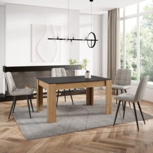 wohnli-moebel-suche-M25067978-1 Esstisch Holzeffekt 140x90x76cm Schwarz und Eiche 140x76x90cm Spanplatte Schwarz Skraut home Möbel Esszimmermöbel Esstische
