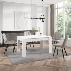 Esstisch Holzeffekt 140x90x76cm Weiß 140x76x90cm Spanplatte Weiß Skraut home Möbel Esszimmermöbel Esstische