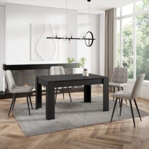 Esstisch Holzeffekt 140x90x76cm Schwarz 140x76x90cm Spanplatte Schwarz Skraut home Möbel Esszimmermöbel Esstische